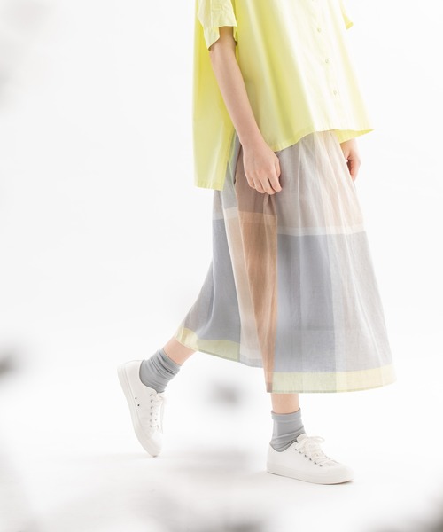 Nop De Nod ノップドゥノッド の リネンコットンパネルチェックタックロングスカート スカート Wear