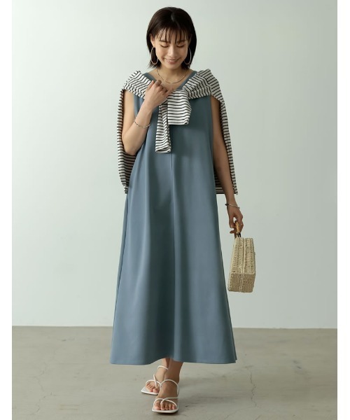 Re:EDIT（リエディ）の「ポンチテントワンピース（ワンピース・レディース・ブラック/ベージュ/ピンク/ブルー・MEDIUM/LARGE/SHORT）」の7枚目の写真