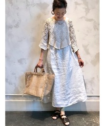 BEARDSLEY | かぎ針ニット＆リネンOP(ワンピース)