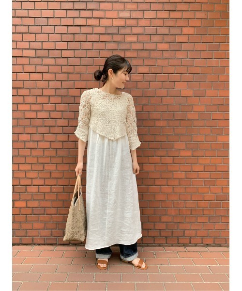 BEARDSLEY（ビアズリー）の「かぎ針ニット＆リネンワンピース