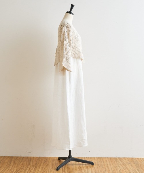 BEARDSLEY（ビアズリー）の「かぎ針ニット＆リネンワンピース（ワンピース・レディース・ベージュ・FREE）」の10枚目の写真