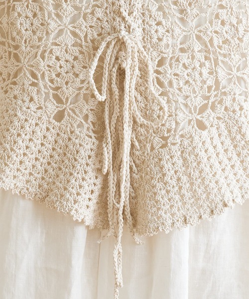 BEARDSLEY（ビアズリー）の「かぎ針ニット＆リネンワンピース（ワンピース・レディース・ベージュ・FREE）」の12枚目の写真