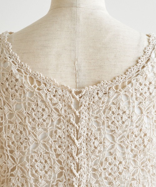 BEARDSLEY（ビアズリー）の「かぎ針ニット＆リネンワンピース（ワンピース・レディース・ベージュ・FREE）」の3枚目の写真