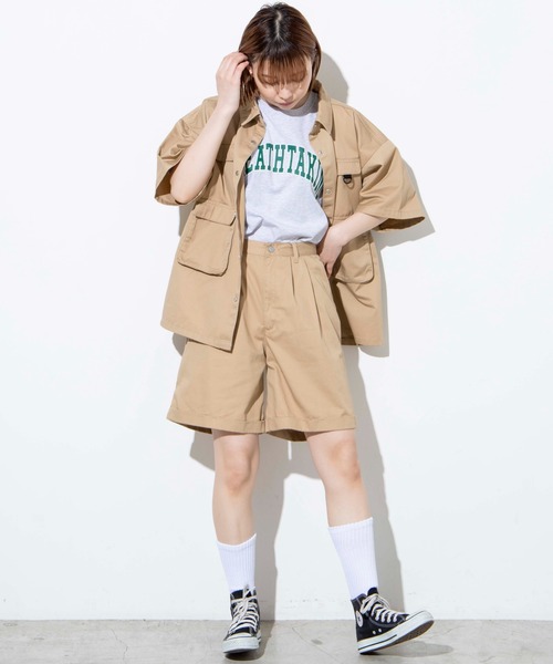 WEGO(ウィゴー)の「WEGO/タックボタンチノショーツ(チノパンツ・レディース・ベージュ・FREE)」の4枚目の写真