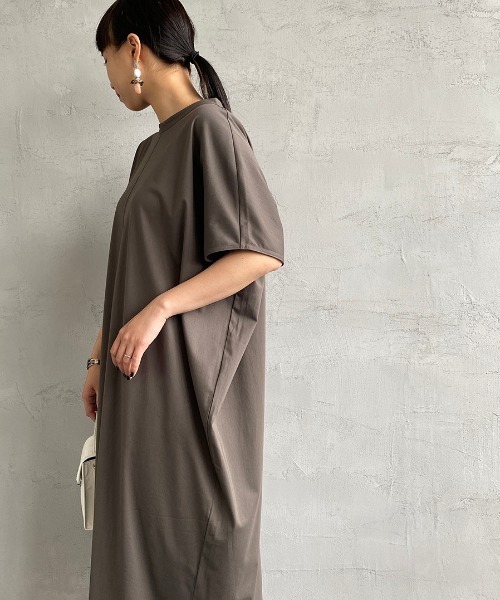 mizuiro ind/ミズイロインド] モックネック ロング丈ワンピース