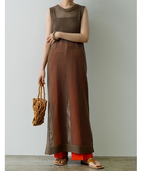 Re:EDIT（リエディ）の「3WAYリサイクルフィッシュネットニットワンピース（ワンピース・レディース・ブラック/ベージュ/モカ・MEDIUM/LARGE/SHORT/TALL）」の12枚目の写真