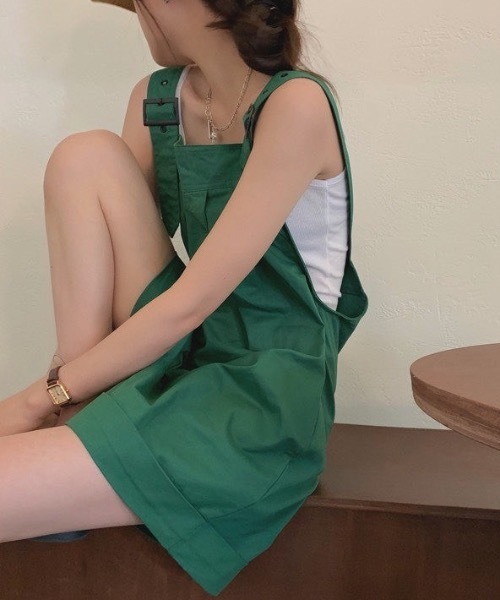KOR（ケーオーアール）の「ミニ丈サロペット（サロペット/オーバーオール・レディース・ブラウン/グリーン・FREE）」の3枚目の写真