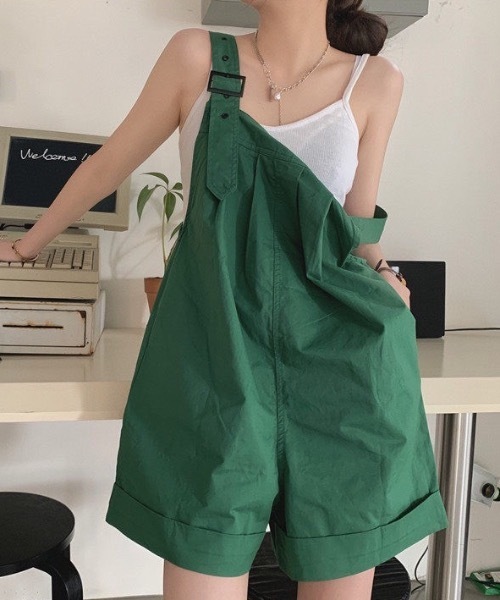 KOR（ケーオーアール）の「ミニ丈サロペット（サロペット/オーバーオール・レディース・ブラウン/グリーン・FREE）」の8枚目の写真