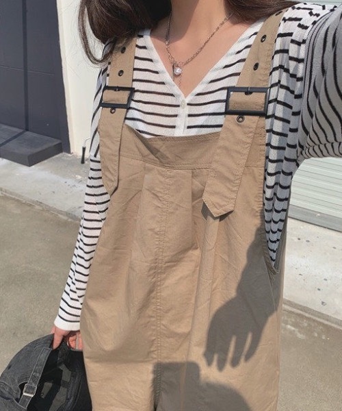 KOR（ケーオーアール）の「ミニ丈サロペット（サロペット/オーバーオール・レディース・ブラウン/グリーン・FREE）」の11枚目の写真