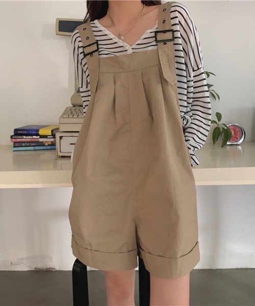 KOR（ケーオーアール）の「ミニ丈サロペット（サロペット/オーバーオール・レディース・ブラウン/グリーン・FREE）」の14枚目の写真