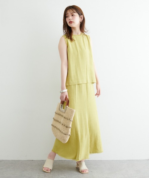 natural couture(ナチュラルクチュール)の「長さ変えられる麻混フリンジスカート(スカート・レディース・イエロー/アイボリー/ブラック/レッド・FREE)」の22枚目の写真