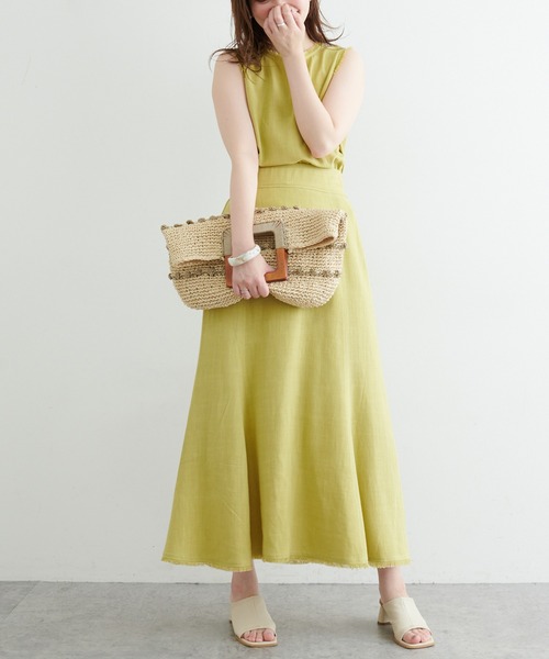 natural couture(ナチュラルクチュール)の「長さ変えられる麻混フリンジスカート(スカート・レディース・イエロー/アイボリー/ブラック/レッド・FREE)」の21枚目の写真