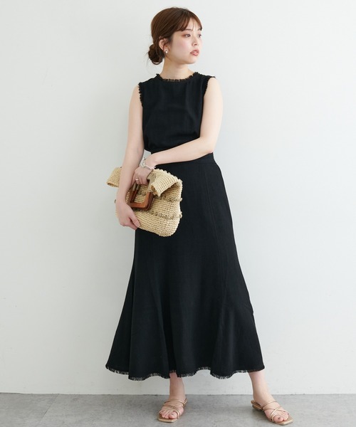 natural couture(ナチュラルクチュール)の「長さ変えられる麻混フリンジスカート(スカート・レディース・イエロー/アイボリー/ブラック/レッド・FREE)」の16枚目の写真