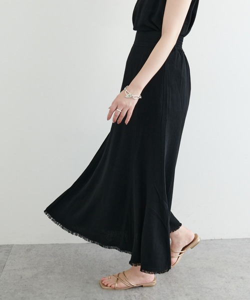 natural couture(ナチュラルクチュール)の「長さ変えられる麻混フリンジスカート(スカート・レディース・イエロー/アイボリー/ブラック/レッド・FREE)」の14枚目の写真