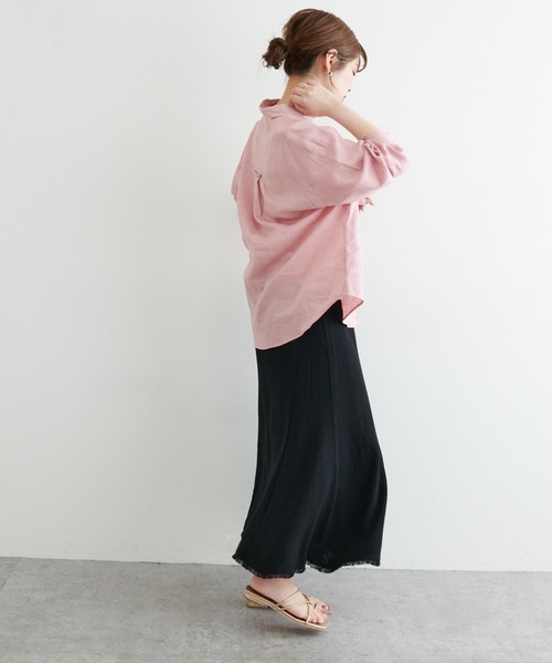 natural couture(ナチュラルクチュール)の「長さ変えられる麻混フリンジスカート(スカート・レディース・イエロー/アイボリー/ブラック/レッド・FREE)」の12枚目の写真