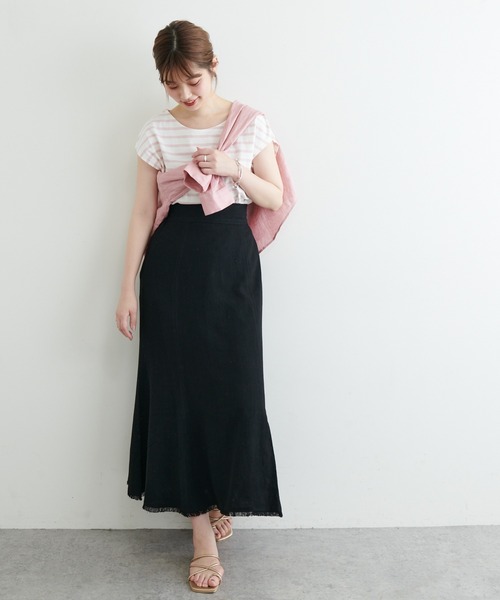 natural couture(ナチュラルクチュール)の「長さ変えられる麻混フリンジスカート(スカート・レディース・イエロー/アイボリー/ブラック/レッド・FREE)」の19枚目の写真