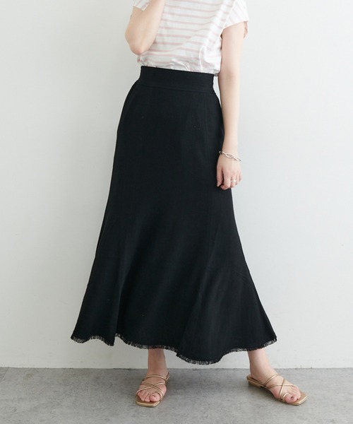 natural couture(ナチュラルクチュール)の「長さ変えられる麻混フリンジスカート(スカート・レディース・イエロー/アイボリー/ブラック/レッド・FREE)」の17枚目の写真