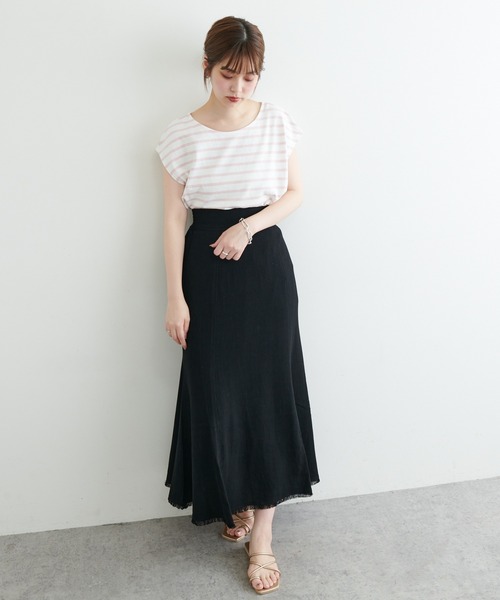 natural couture(ナチュラルクチュール)の「長さ変えられる麻混フリンジスカート(スカート・レディース・イエロー/アイボリー/ブラック/レッド・FREE)」の18枚目の写真