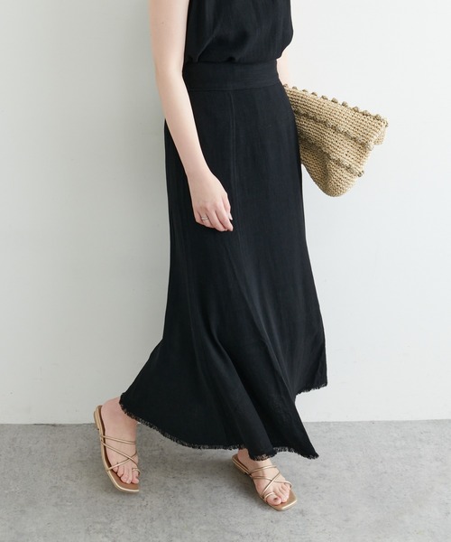 natural couture(ナチュラルクチュール)の「長さ変えられる麻混フリンジスカート(スカート・レディース・イエロー/アイボリー/ブラック/レッド・FREE)」の13枚目の写真