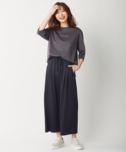J.PRESS Ladies（J.プレス レディス）の「【洗える】EKIAN ポンチジャージー ワイドパンツ（その他パンツ・レディース・グレー系/ネイビー系/ワイン系・XS）」の5枚目の写真