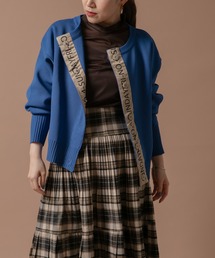 ロゴテープフラットニットカーデ