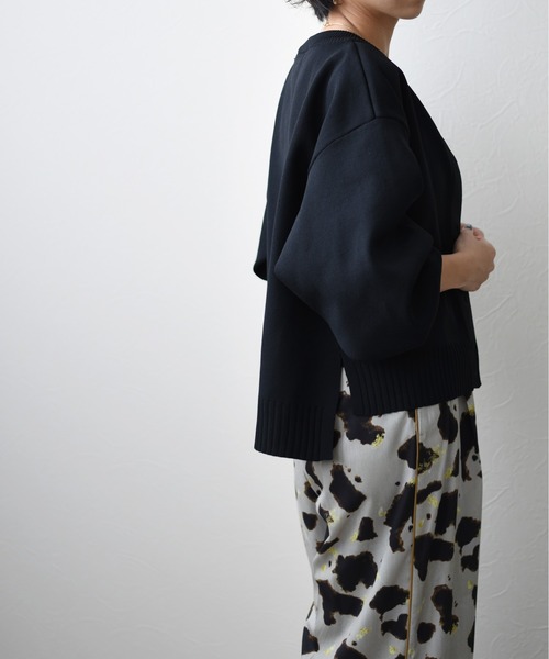 新品✨Eimee Law 長袖カーディガン 38 エイミーロウ　ブラック　黒 Eimee Law（エイミーロウ）の「ロゴテープフラットニットカーデ