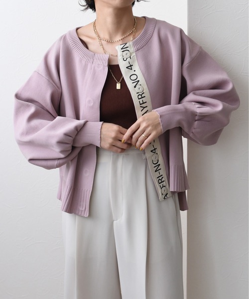 Eimee Law（エイミーロウ）の「ロゴテープフラットニットカーデ（カーディガン/ボレロ・レディース・ピンク/ブルー/ブラック/アイボリー・38）」の21枚目の写真
