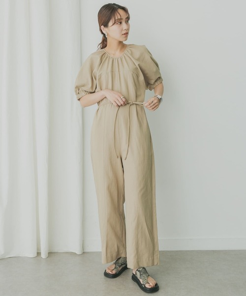KBF+（ケービーエフプラス）の「KBF+　ラウンドフォルムオールインワン（サロペット/オーバーオール・レディース・キャメル/ライトベージュ・ONE）」の2枚目の写真