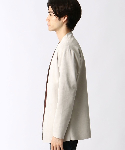 HIDEAWAYS NICOLE（ハイダウェイニコル）の「スウェード調カットオフカーディガン（カーディガン/ボレロ・メンズ・ライトベージュ/グレイッシュベージュ/ブラック/シルバーグレー・LARGE/X-LARGE/MEDIUM）」の10枚目の写真