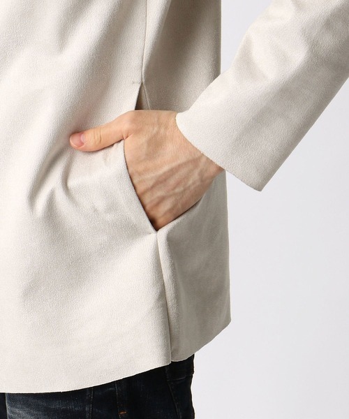 HIDEAWAYS NICOLE（ハイダウェイニコル）の「スウェード調カットオフカーディガン（カーディガン/ボレロ・メンズ・ライトベージュ/グレイッシュベージュ/ブラック/シルバーグレー・LARGE/X-LARGE/MEDIUM）」の12枚目の写真