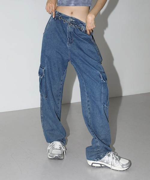 FOLLOWIN(フォロウィン)の「【UNISEX】ハイウエストワイドカーゴバックベンディングカーゴパンツ(カーゴパンツ・メンズ・ブラック/ブルー・MEDIUM/LARGE)」の18枚目の写真