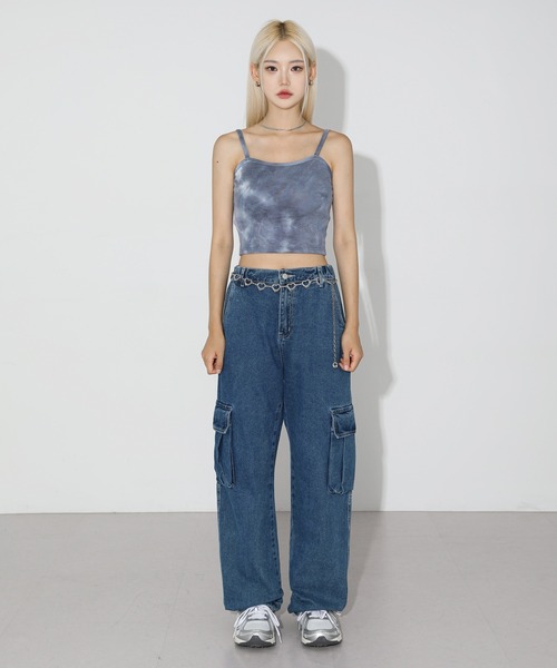 FOLLOWIN(フォロウィン)の「【UNISEX】ハイウエストワイドカーゴバックベンディングカーゴパンツ(カーゴパンツ・メンズ・ブラック/ブルー・MEDIUM/LARGE)」の15枚目の写真