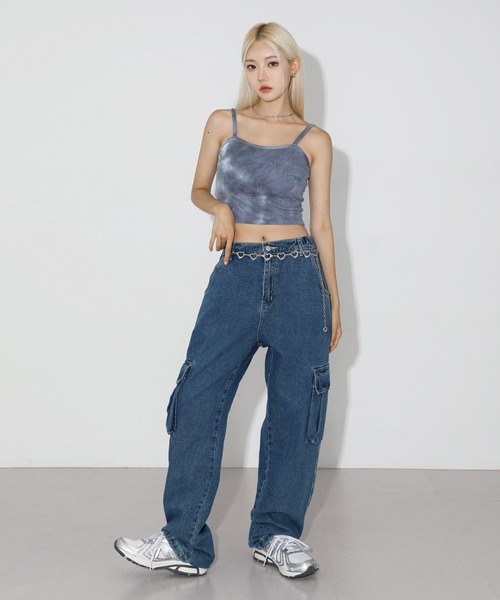 FOLLOWIN(フォロウィン)の「【UNISEX】ハイウエストワイドカーゴバックベンディングカーゴパンツ(カーゴパンツ・メンズ・ブラック/ブルー・MEDIUM/LARGE)」の20枚目の写真