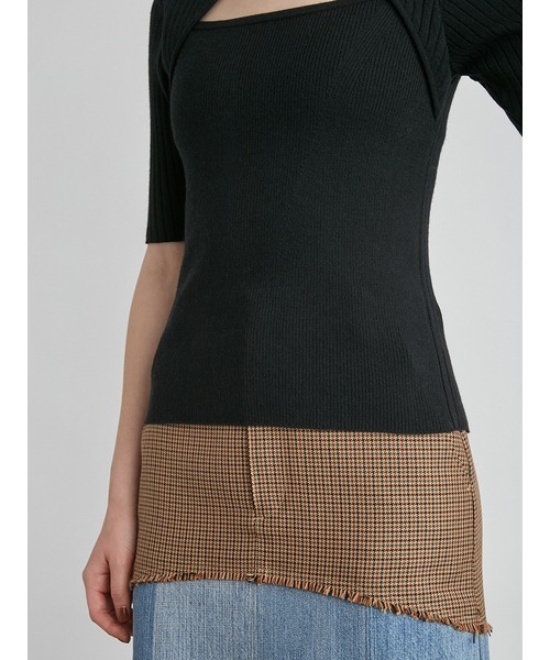 LILY BROWN（リリーブラウン）の「フロントオープンポロニット（ニット/セーター・レディース・ブラック/オフホワイト/キャメル・FREE）」の10枚目の写真