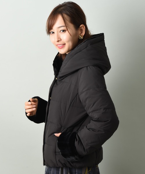 【INTERPLANET】ファー付き黒ダウンジャケット INTERPLANET】ファー付き黒ダウンジャケット