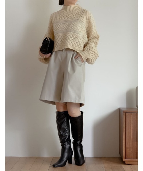 Re:EDIT（リエディ）の「エコレザーショートパンツ（その他パンツ・レディース・アイボリー/ブラック/ブラウン/カーキ・LARGE/SHORT/MEDIUM）」の9枚目の写真