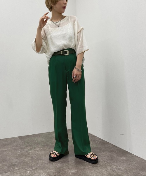 apres jour mignon(アプレジュールミニョン)の「シアーTシャツ+キャミSET【ZOZOTOWN限定アイテム】(Tシャツ/カットソー・レディース・その他/ブラック/ダークグリーン/アイボリー・フリー/X-LARGE)」の6枚目の写真