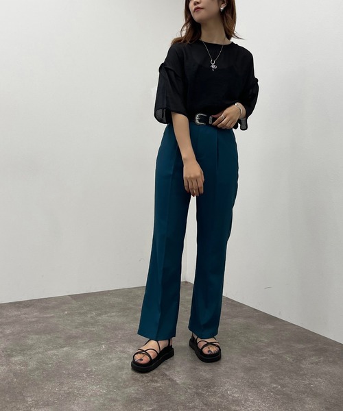 apres jour mignon(アプレジュールミニョン)の「シアーTシャツ+キャミSET【ZOZOTOWN限定アイテム】(Tシャツ/カットソー・レディース・その他/ブラック/ダークグリーン/アイボリー・フリー/X-LARGE)」の10枚目の写真