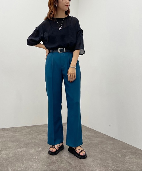 apres jour mignon(アプレジュールミニョン)の「シアーTシャツ+キャミSET【ZOZOTOWN限定アイテム】(Tシャツ/カットソー・レディース・その他/ブラック/ダークグリーン/アイボリー・フリー/X-LARGE)」の12枚目の写真