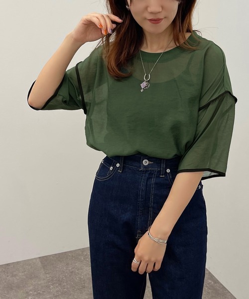 apres jour mignon(アプレジュールミニョン)の「シアーTシャツ+キャミSET【ZOZOTOWN限定アイテム】(Tシャツ/カットソー・レディース・その他/ブラック/ダークグリーン/アイボリー・フリー/X-LARGE)」の14枚目の写真