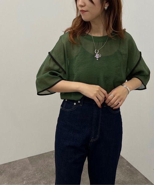 apres jour mignon(アプレジュールミニョン)の「シアーTシャツ+キャミSET【ZOZOTOWN限定アイテム】(Tシャツ/カットソー・レディース・その他/ブラック/ダークグリーン/アイボリー・フリー/X-LARGE)」の15枚目の写真