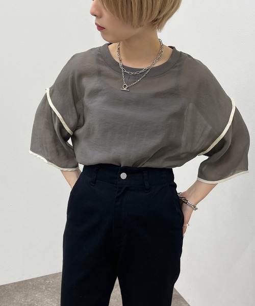 apres jour mignon(アプレジュールミニョン)の「シアーTシャツ+キャミSET【ZOZOTOWN限定アイテム】(Tシャツ/カットソー・レディース・その他/ブラック/ダークグリーン/アイボリー・フリー/X-LARGE)」の22枚目の写真