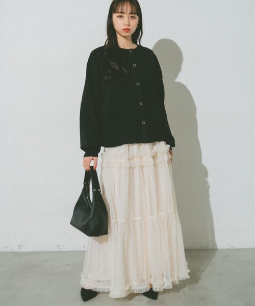 VANNIE U（ヴァニーユー）の「リングスナップニットブルゾン（カーディガン/ボレロ・レディース・ベージュ/レッド/イエロー/グリーン/アイボリー/ピンク/ライトパープル/ブラック・FREE）」の13枚目の写真