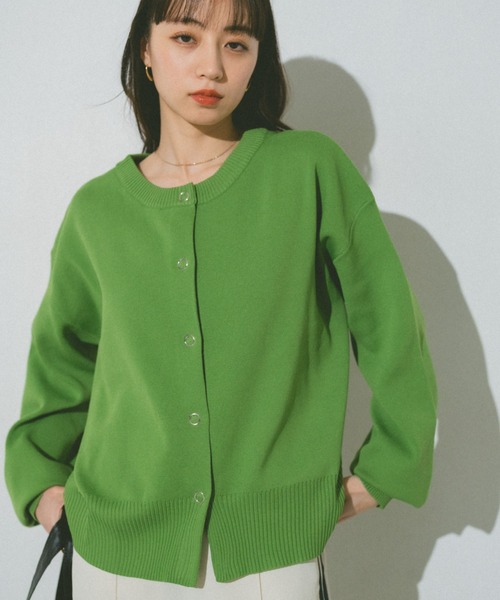 VANNIE U（ヴァニーユー）の「リングスナップニットブルゾン（カーディガン/ボレロ・レディース・ベージュ/レッド/イエロー/グリーン/アイボリー/ピンク/ライトパープル/ブラック・FREE）」の21枚目の写真