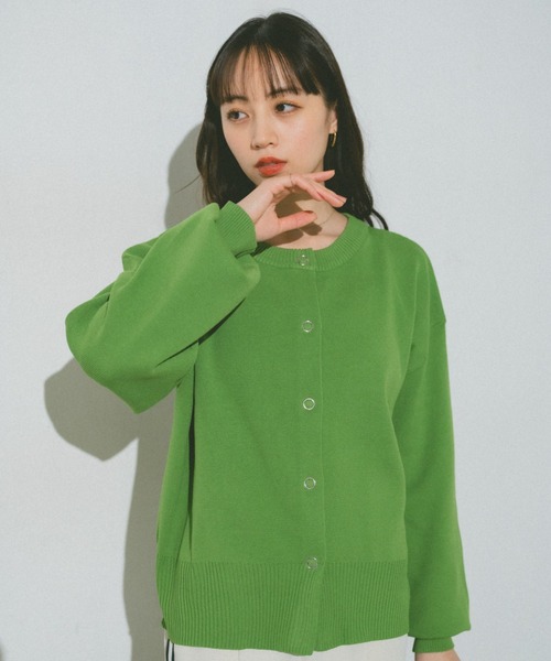 VANNIE U（ヴァニーユー）の「リングスナップニットブルゾン（カーディガン/ボレロ・レディース・ベージュ/レッド/イエロー/グリーン/アイボリー/ピンク/ライトパープル/ブラック・FREE）」の20枚目の写真