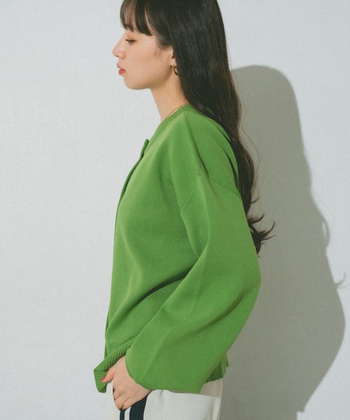 VANNIE U（ヴァニーユー）の「リングスナップニットブルゾン（カーディガン/ボレロ・レディース・ベージュ/レッド/イエロー/グリーン/アイボリー/ピンク/ライトパープル/ブラック・FREE）」の22枚目の写真