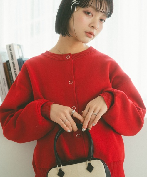 リングスナップニットブルゾン（カーディガン/ボレロ）｜VANNIE U