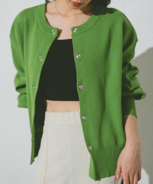 VANNIE U（ヴァニーユー）の「リングスナップニットブルゾン（カーディガン/ボレロ・レディース・ベージュ/レッド/イエロー/グリーン/アイボリー/ピンク/ライトパープル/ブラック・FREE）」の18枚目の写真