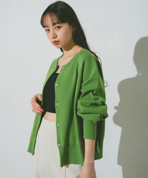 VANNIE U（ヴァニーユー）の「リングスナップニットブルゾン（カーディガン/ボレロ・レディース・ベージュ/レッド/イエロー/グリーン/アイボリー/ピンク/ライトパープル/ブラック・FREE）」の17枚目の写真