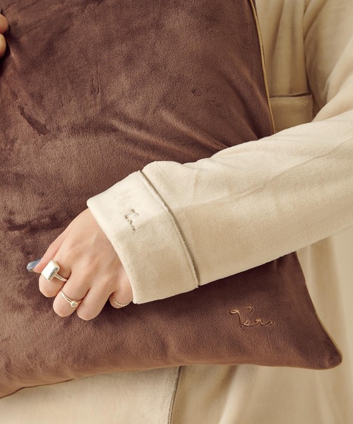 TERRITOIRE（テリトワール）の「LADIES "しあわせ"ベロアパジャマ　上下セット（ルームウェア/パジャマ・レディース・ネイビー/ブラウン/グレー/ピンク/アイボリー・MEDIUM/LARGE）」の18枚目の写真